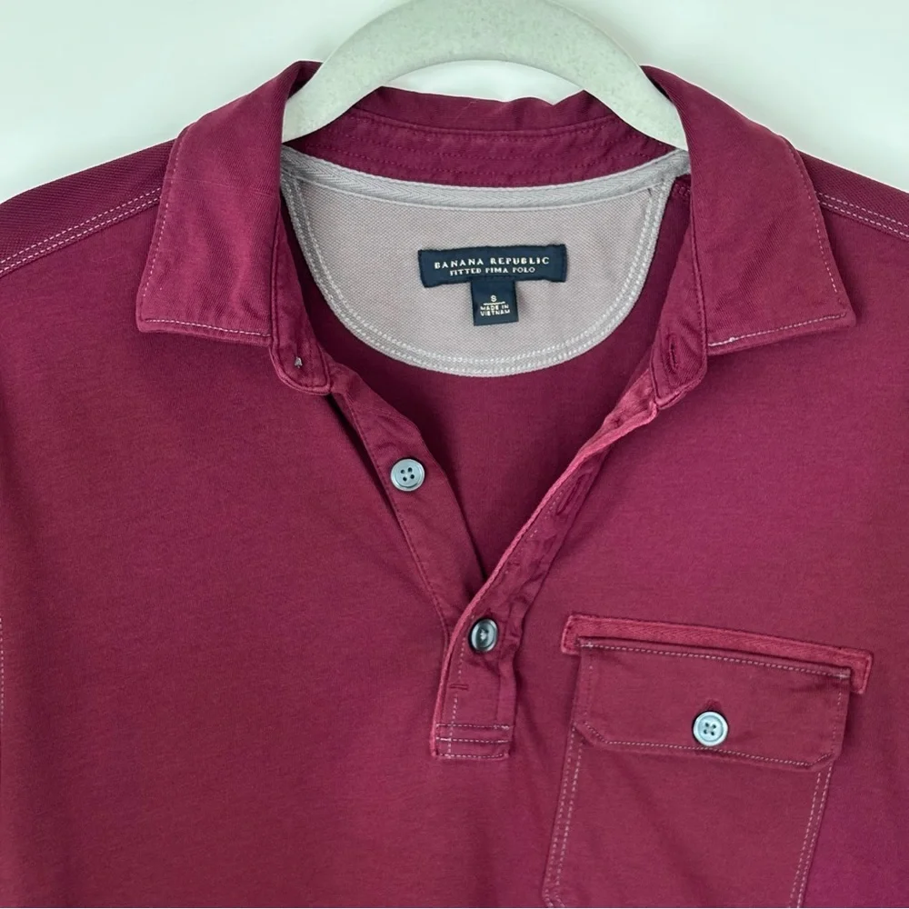 Banana Republic Maroon Red Polo Shirt Classic Short Sleeve Men's Size Small